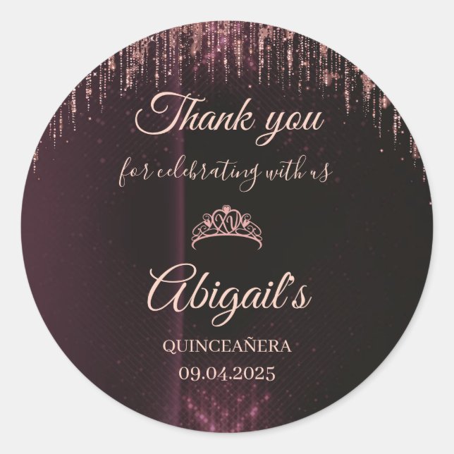 Personalized Quinceañera Stickers | Custom Name &  (Vorderseite)