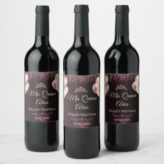 Personalized Quinceañera Wine Bottle Label | Quinc Weinetikett