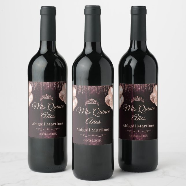 Personalized Quinceañera Wine Bottle Label | Quinc Weinetikett (Flaschen)