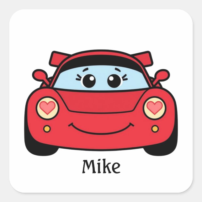 Personalized Race Car Valentine Sticker (Vorderseite)