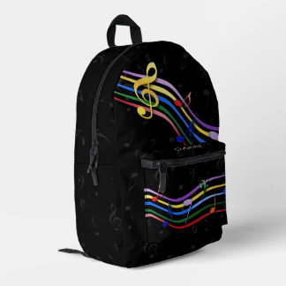 Personalized Rainbow Colored Music Notes Bedruckter Rucksack