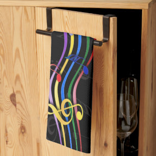 Personalized Rainbow Colored Music Notes Küchentuch