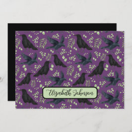Personalized Ravens Note Card in Purple Mitteilungskarte