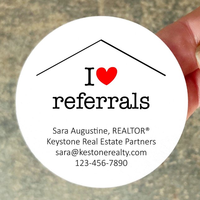 Personalized Realtor I Love Referrals Runder Aufkleber (Von Creator hochgeladen)