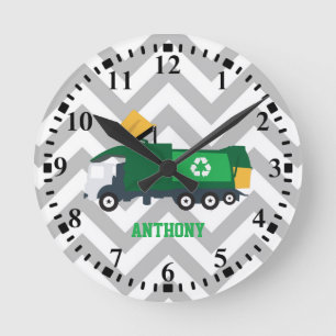 Personalized Recycling Garbage Truck Runde Wanduhr