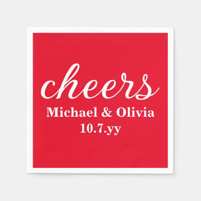 Personalized Red Bride Groom Wedding Bar Reception Serviette (Vorderseite)