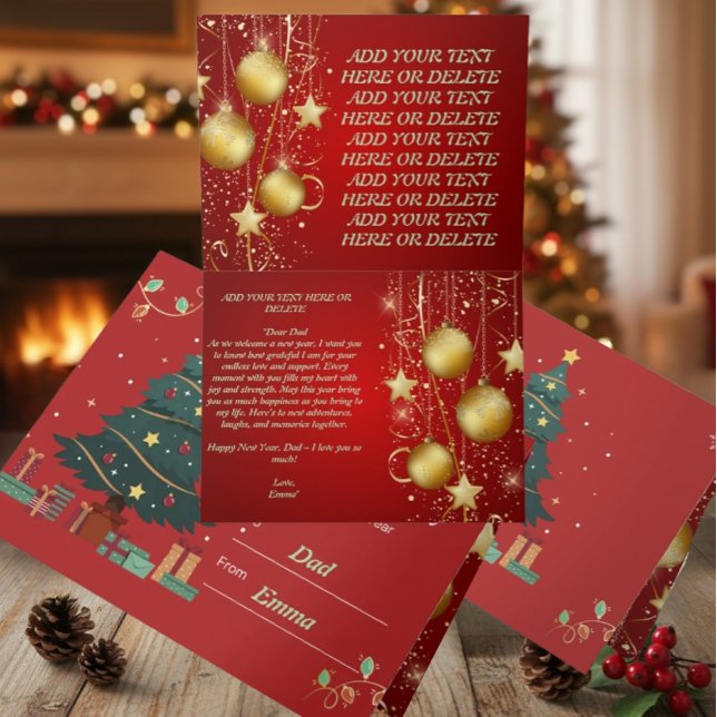 Personalized Red Christmas New Year Karte (Von Creator hochgeladen)