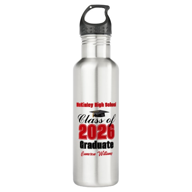 Personalized Red Class of 2026 Graduation Edelstahlflasche (Vorderseite)