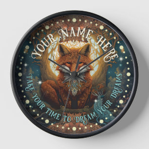 Personalized Red Fox in Moonlight Celtic Uhr