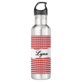 Personalized Red Gingham Pattern & Custom Name Edelstahlflasche