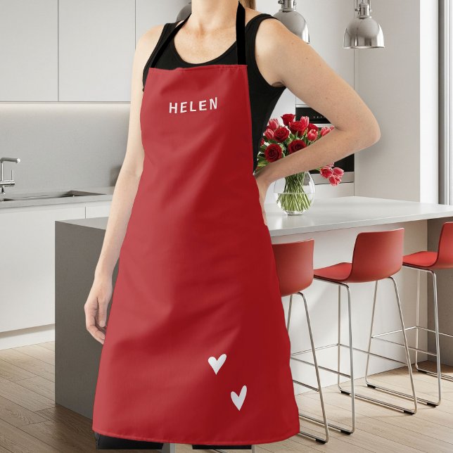 Personalized Red Kitchen Apron - Modern  Schürze (Von Creator hochgeladen)