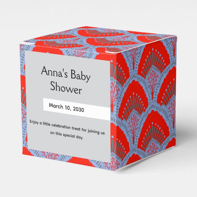Personalized Red Peacock Feather Favor Box Geschenkschachtel (Vorderseite)