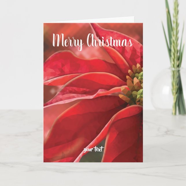 Personalized Red Poinsettia Christmas Karte (Vorderseite)