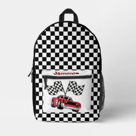 Personalized Red Race Car Bedruckter Rucksack