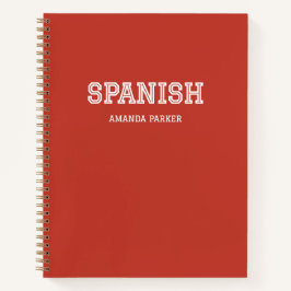 Personalized Red Spanish School Calendar 2026-2027 Notizbuch