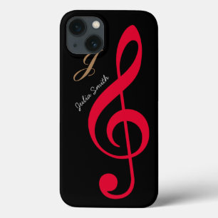 personalized red treble clef music Case-Mate iPhone hülle