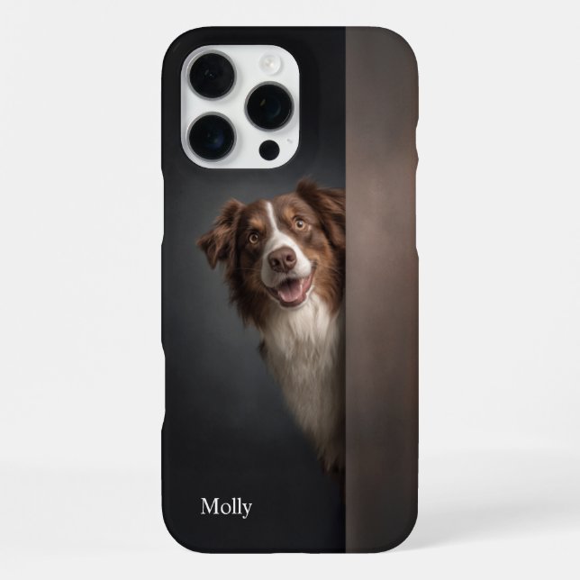 Personalized Red Tricolor Aussie Portrait iPhone Hülle (Rückseite)