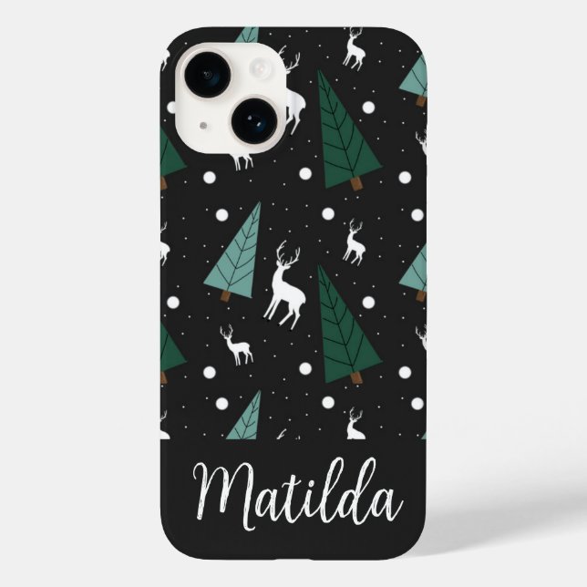 Personalized Reindeer and Christmas trees  Case-Mate iPhone Hülle (Rückseite)