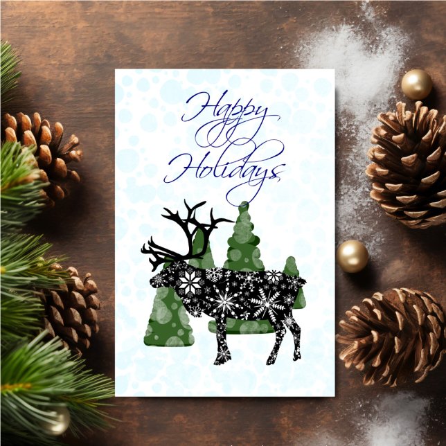 Personalized Reindeer Holiday Karte (Personalize your holiday wishes, by adding a custom message.)