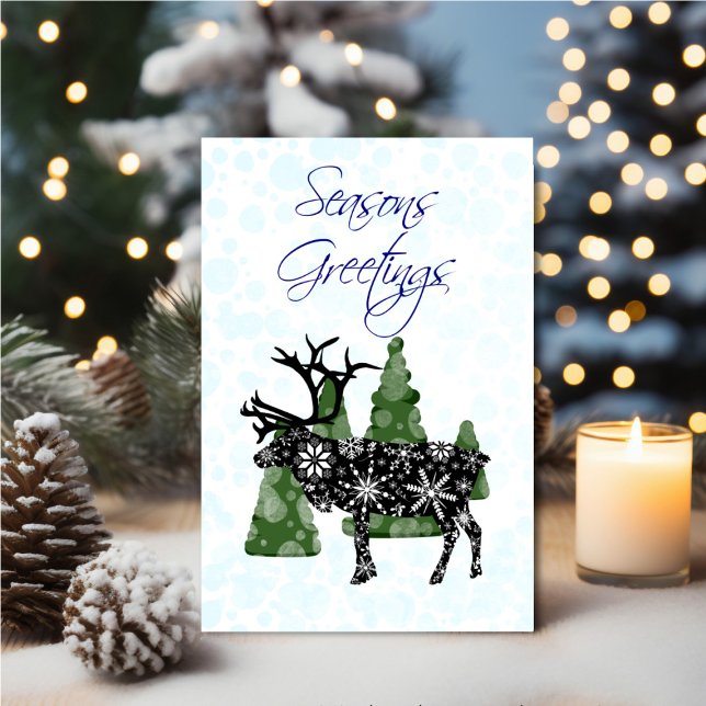 Personalized Reindeer Seasons Greetings Karte (Personalize your holiday wishes, by adding a custom message.)