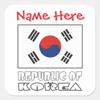 Personalized Republic of Korea Flag Square Label Quadratischer Aufkleber
