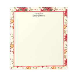 Personalized Retro Christmas Floral Stationery  Notizblock