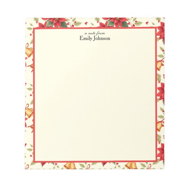 Personalized Retro Christmas Floral Stationery  Notizblock (Vorderseite)