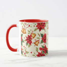 Personalized Retro Christmas Floral Tasse