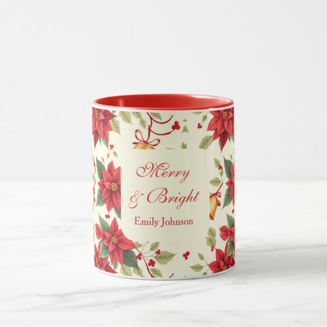 Personalized Retro Christmas Floral   Tasse (Zentrum)