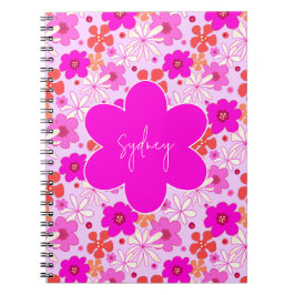 Personalized Retro Floral Design Journal Notebook Notizblock