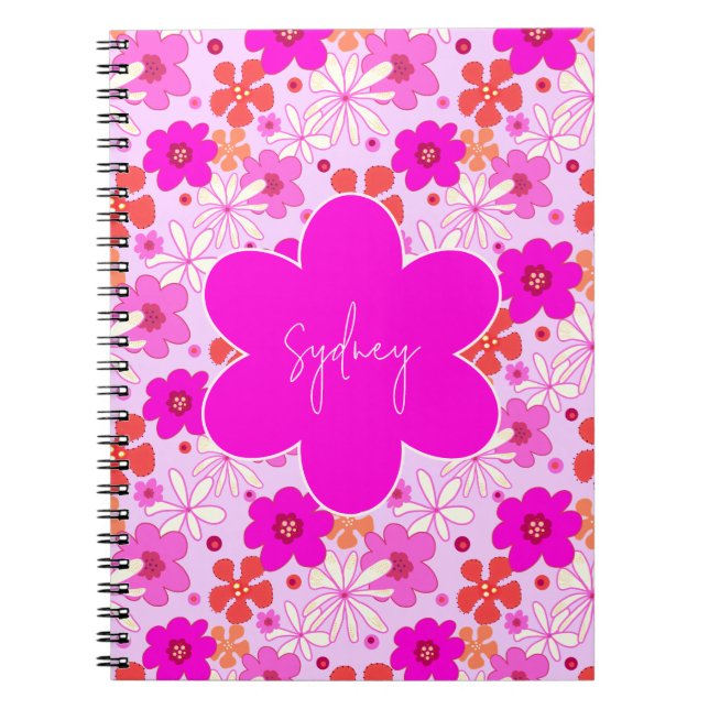 Personalized Retro Floral Design Journal Notebook Notizblock (Vorderseite)