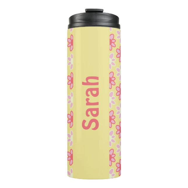 Personalized retro flower Thermal Tumbler Thermosbecher (Vorderseite)