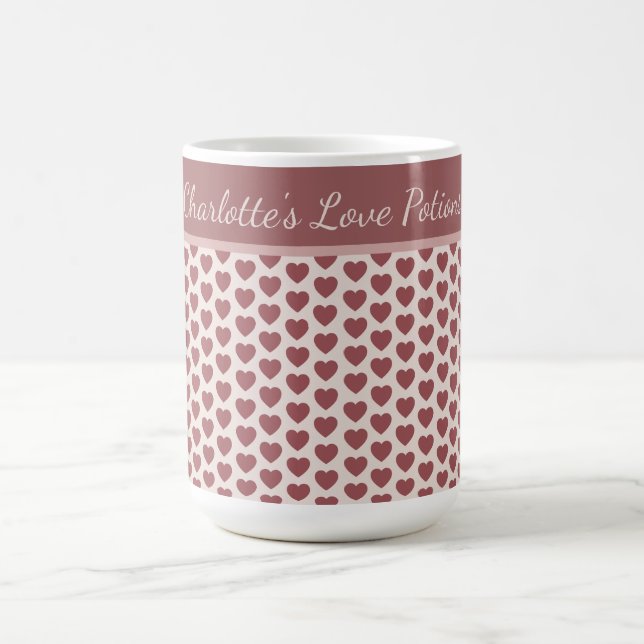 Personalized Retro Hearts Pink Burgundy Kaffeetasse (Mittel)