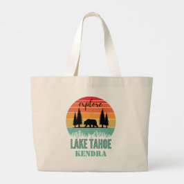Personalized Retro Lake Tahoe California Bear  Jumbo Stoffbeutel