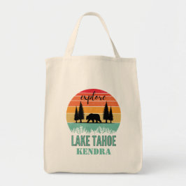 Personalized Retro Lake Tahoe California Bear  Tragetasche