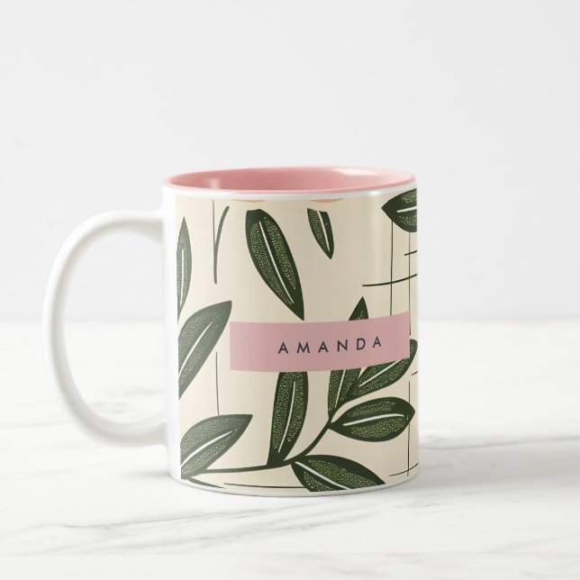 Personalized Retro Orange Flower Style Zweifarbige Tasse (Links)
