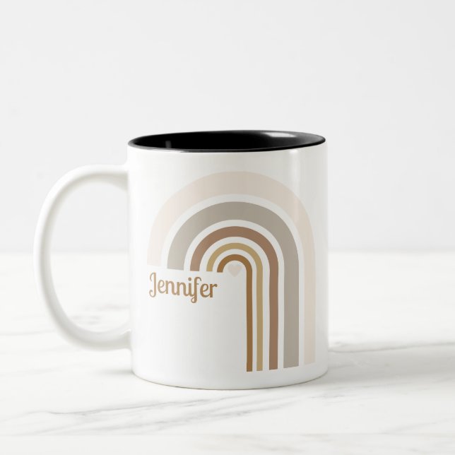 Personalized Retro Rainbow | Boho Love Cup Gift  Zweifarbige Tasse (Links)