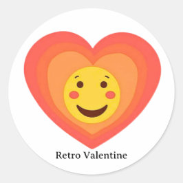 Personalized Retro Smiley Heart Valentine Sticker