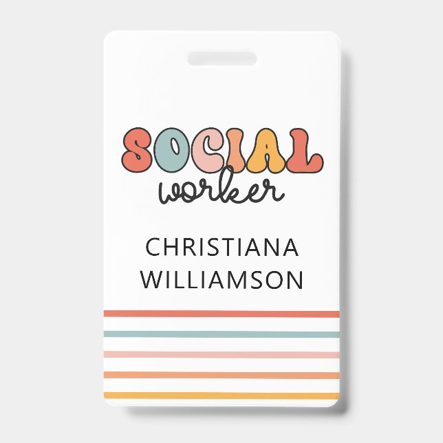 Personalized Retro Social Worker Ausweis (Vorderseite)