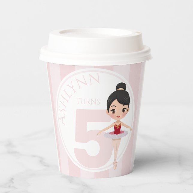 Personalized & Reusable Pink Ballet Girls Party Pappbecher (Vorderseite)