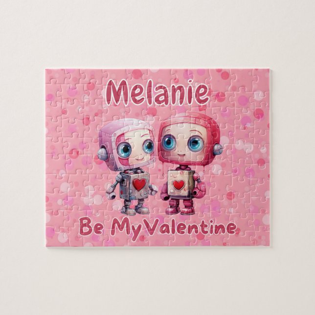 Personalized Robot Valentine's Day Puzzle  (Horizontal)