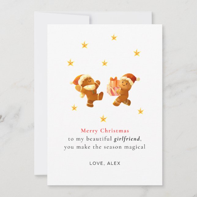 Personalized Romantic Girlfriend Christmas Card Feiertagskarte (Vorderseite)