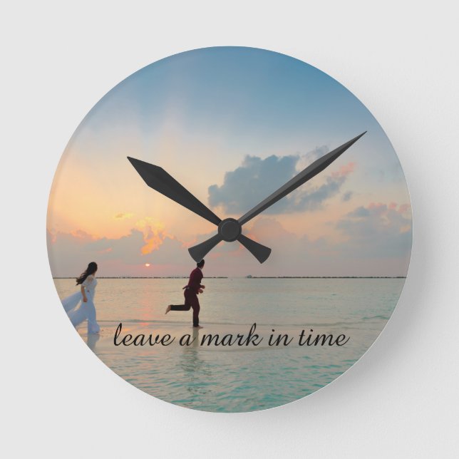 Personalized Romantic Photo Runde Wanduhr (Vorderseite)