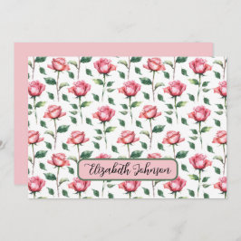 Personalized Rose Floral Botanical Note Card Mitteilungskarte