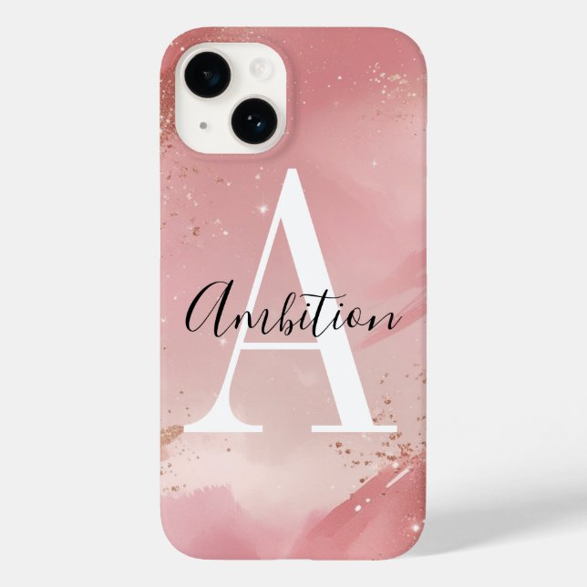 Personalized Rose Gold Glitter Phone Case – Custom (Rückseite)
