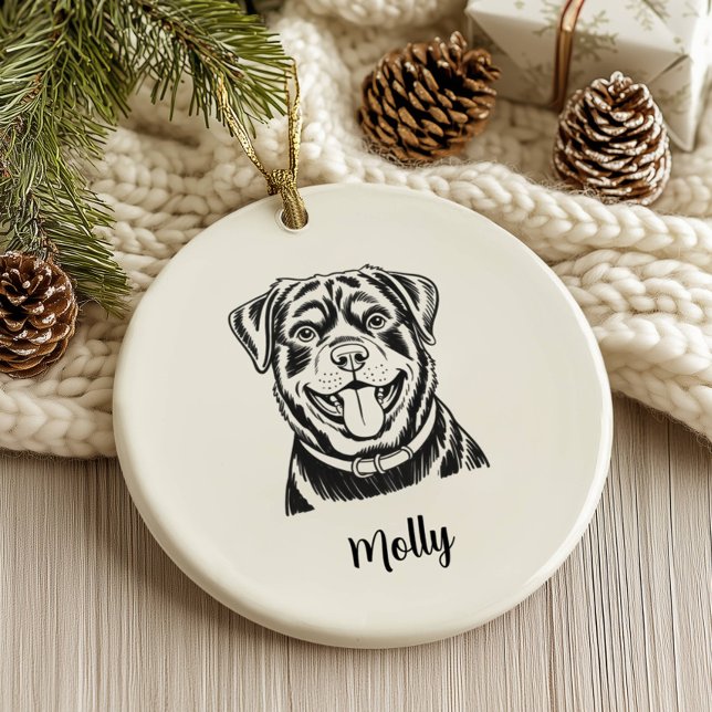 Personalized Rottweiler Dog Christmas Keramik Ornament (Von Creator hochgeladen)