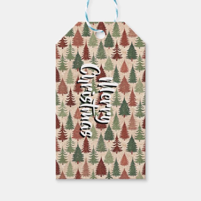 Personalized Rustic Christmas Tree Geschenkanhänger (Vorderseite)