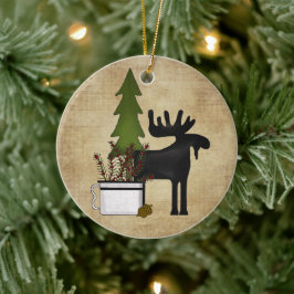 Personalized Rustic Country Mountain Moose Keramik Ornament