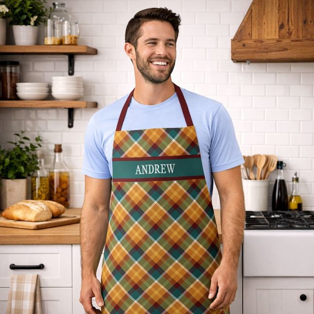 Personalized Rustic Plaid Tartan Grilling Cooking Schürze (Von Creator hochgeladen)