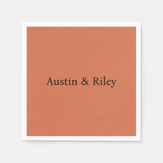 Personalized Rustic Terracotta Wedding Napkins Serviette (Vorderseite)